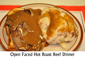 Open Faced Hot Roast Beef Dinner