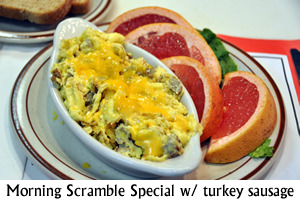 Morning Scramble Special with Turkey Sausage