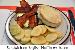 Breakfast Sandwich with Bacon on English Muffin