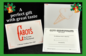gift certificates available at Cabot's
