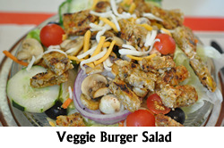 Veggie Burger with Sauteed Mushrooms Salad