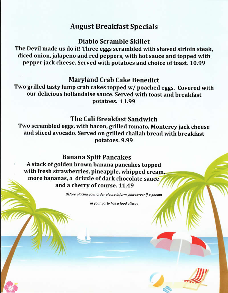 This Month's Breakfast Specials at Cabot's