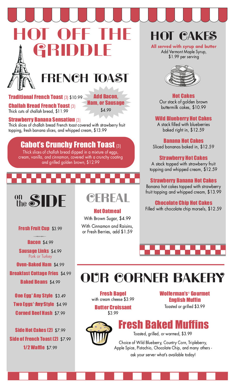 French Toast, Hot Cakes and Bakery