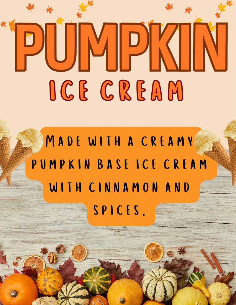 Pumpkin Ice Cream - made with a creamy base ice cream with cinammon and spices